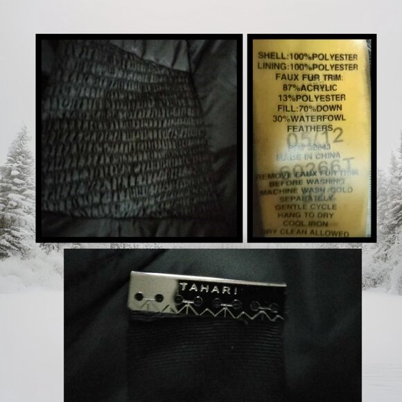 Tahari Black Quilted Hooded Winter Coat - Picture 6 of 8